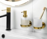 Sapho X-round Gold Dávkovač Mýdla 200ml, Mléčné Sklo, Zlato Mat