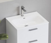Umyvadlo Chrome Slim, keramické - Umyvadlo Chrome Slim 60 keramické, s otvorem pro baterii, s přepadem, bílá XJX01160008