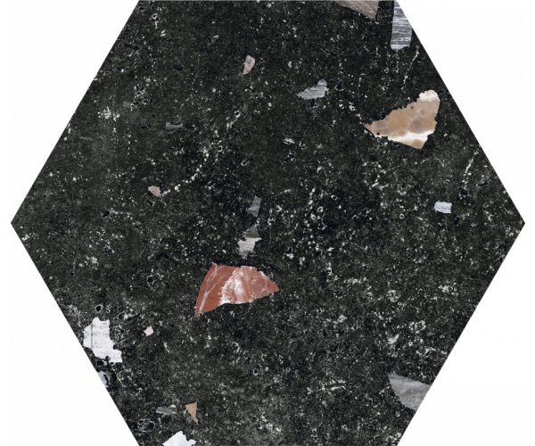 Dlažba jako kámen Codicer Sonar Hex Dark 22x25 - černá
