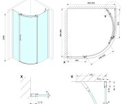 Polysan Thron Square čtvrtkruhová Sprchová Zástěna 900x900mm, čiré Sklo, Pravá