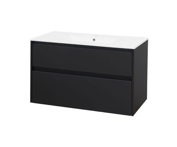 Mereo Opto, Koupelnová Skříňka S Keramickým Umyvadlem 101 Cm, černá