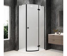 Polysan Globe Black čtvrtkruhový Sprchový Kout 1000x900mm, Matné Sklo, Pravé