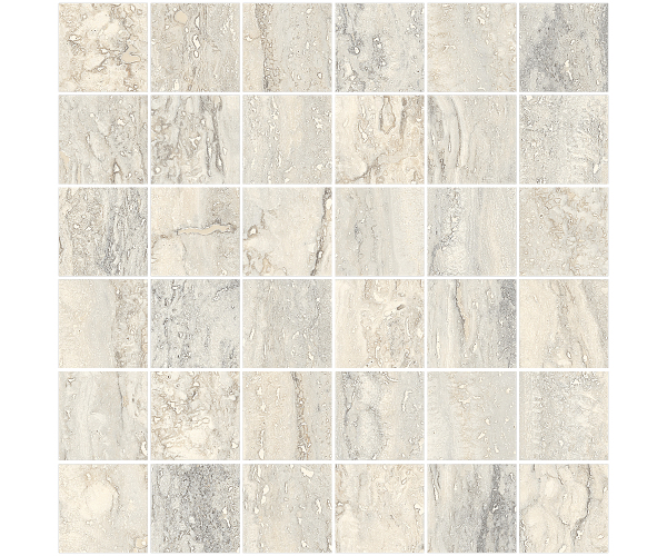 Mozaika jako travertin Sant Agostino Invictus Mosaico Pearl 30x30 Nat. - šedá