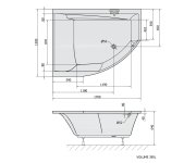 Polysan Tandem L Asymetrická Vana 170x130x50cm, Bílá