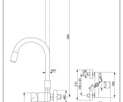 Dakota, Dřezová Stěnová Baterie S Flexi šedým Ramínkem, Rozteč 150mm DAK151503