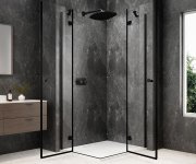 Polysan Globe Black Obdélníkový Sprchový Kout 1100x900mm, Rohový Vstup, čiré Sklo