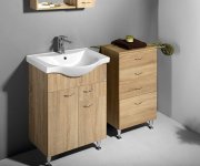 Aqualine Keramia Fresh Umyvadlová Skříňka, 1 Zásuvka, 60,6x74x34cm, Dub Platin