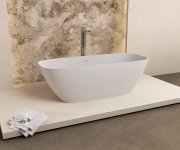 Polysan Medina Volně Stojící Vana, Solid Surface, 165x70x52cm, Bílá Mat