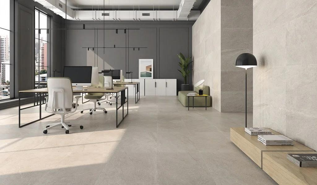 Realizace Otevřená kancelář s dlažbou a obkladem Cream ze série Colorker Horizon