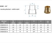 Vsuvka Přechod Cu Vnitřní 28mm X 3/4" 07682MZ28-34
