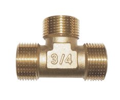 T - Kus, Vnější/vnější Závit - Mosaz - 3/4"