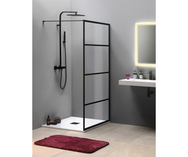 Gelco Cure Black Sprchová Zástěna 700mm, čiré Sklo