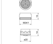 Nd+6251ec - Kovový Perlátor S Plastovým Sítkem - M24x1 - Vnější Závit ND+6253C