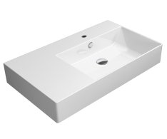 Gsi Kube X Keramické Umyvadlo 80x47cm, S Odkládací Plochou Vlevo, Bílá Extraglaze