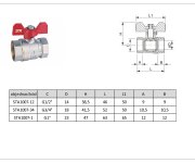 05860mz34 - Kulový Kohout Ff-pn25 (motýl) - 3/4" STA1007-34
