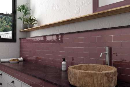 Krásné obklady nejen do kuchyně ve višňově červené Equipe La Riviera Juneberry 6,5x20