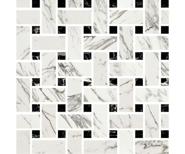 Dlažba jako kámen Fioranese Prestige Mosaico WEAVE Statuarietto Effect 30x30 Luc. Rett.
