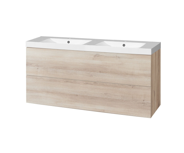 Mereo Aira, Koupelnová Skříňka S Umyvadlem Z Litého Mramoru 121 Cm, Dub Kronberg