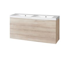 Mereo Aira, Koupelnová Skříňka S Umyvadlem Z Litého Mramoru 121 Cm, Dub Kronberg