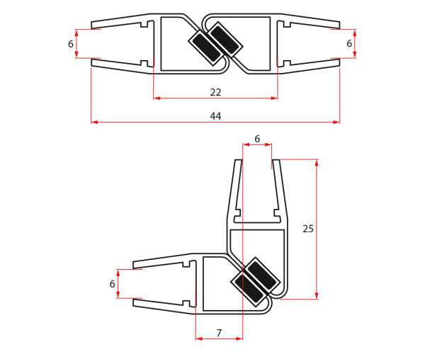 Gelco Set Magnetických Těsnění Pro Sklo 6/6mm, 1900mm (2ks)