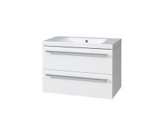 Mereo Bino, Koupelnová Skříňka S Umyvadlem Z Litého Mramoru 81 Cm, Bílá