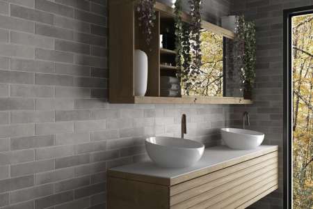 Moderní šedý obklad a dlažba Equipe Argile Concrete 6x24,6