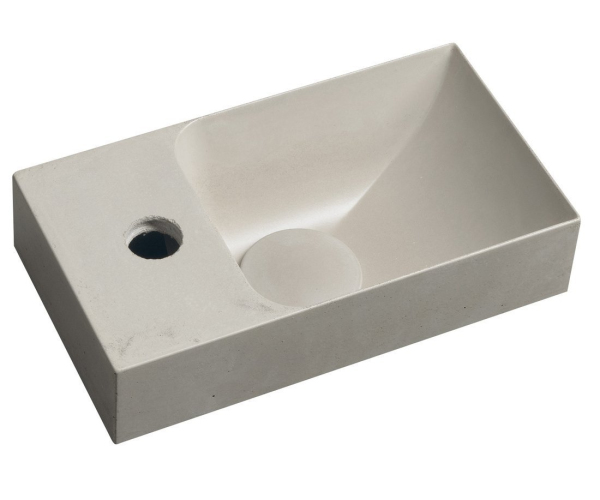 Sapho Piccolino Betonové Umývátko 30,8x17cm, Baterie Vlevo, Písková Mat