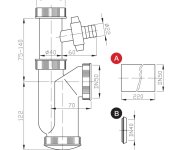 Bruckner Dřezový Sifon S Odbočkou 6/4", Dn50, Bílá