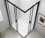 Polysan Easy Black Obdélníková Sprchová Zástěna 900x800mm, čiré Sklo