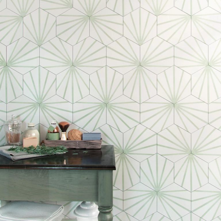 Realizace Extravagantní dekor Meraki Line Verde (Bestile) - šestihran