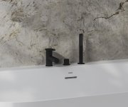 Vanová baterie na okraj vany Spring, 3-otvorová - SG 026.20BLM Vanová stojánková 3-otvorová baterie se sprchovým setem, černá matná X070548