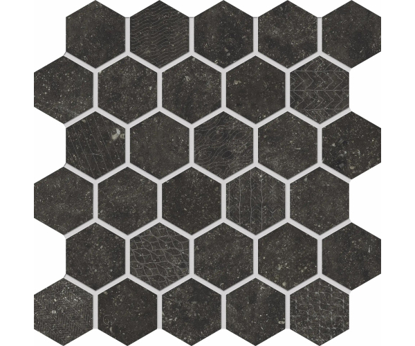 Mozaika jako kámen EdimaxAstor Concert Mosaico Esagonale Black Texture 25x26 Matt. - antracitová