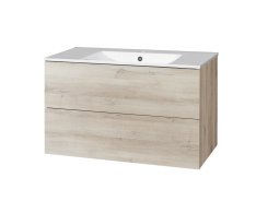 Mereo Aira, Koupelnová Skříňka S Keramickým Umyvadlem 101 Cm, Dub Kronberg