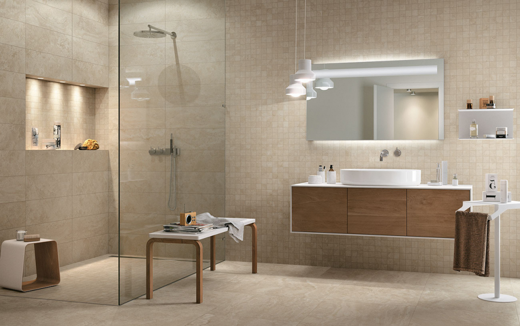 Realizace Dlažba 20mm Mirage Na.ME NE11 Bone Travertine 60x120