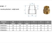 Vsuvka Přechod Cu Vnější 28mm X 1" 07681MZ28-1