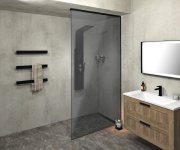 Polysan Architex Sada Pro Neviditelné Uchycení Skla, Podlaha-stěna-strop, 1610x2600mm, černá Mat