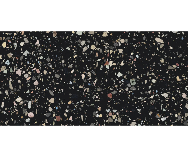 Dlažba jako terrazzo Cifre Gemstone Black Pulido Granilla 60x120 RC - černá