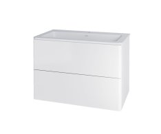 Mereo Siena, Koupelnová Skříňka S Umyvadlem Z Litého Mramoru 81 Cm, Bílá Lesk