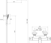 Sprchový sloup vanový Termo 300 - TE 092.00CR/WH Sprchový sloup vanový s termostatickou baterií, posuvný, se sprchovým setem, chrom/bílá X070098