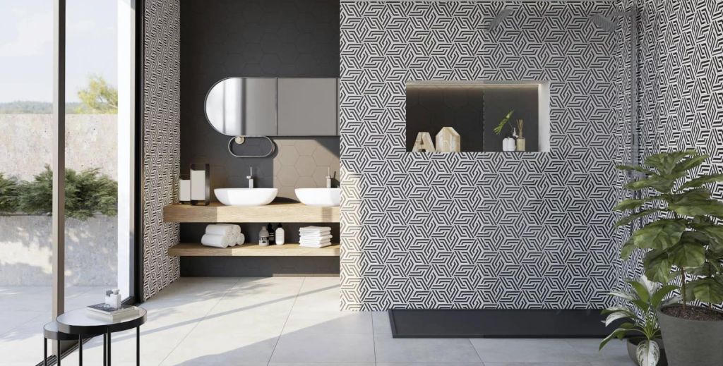 Realizace Vzorovaná dlažba Codicer Axis Black Hex