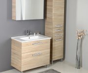 Aqualine Vega Skříňka Vysoká S Košem, 40x184x31cm, Dub Platin