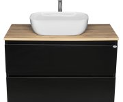 Aqualine Altair Skříňka S Deskou 87,5 Cm, černá Mat/dub Emporio