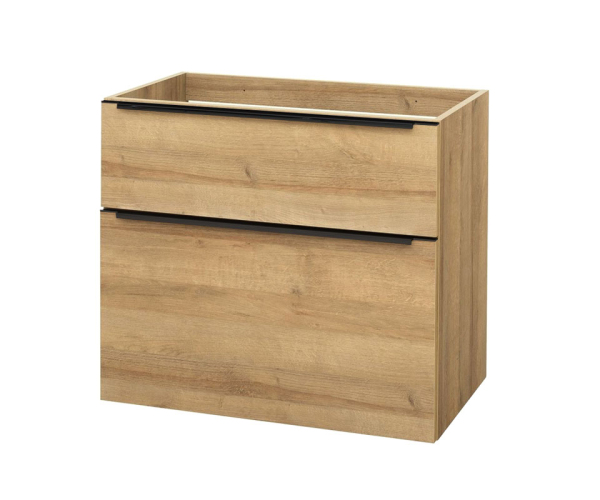 Mereo Mailo, Koupelnová Skříňka 80 Cm, Dub Riviera, černé Madlo