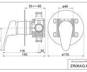 Zora, Podomítková Sprchová Baterie Pro 1 Místo, S Aq-boxem ZR06AQ-B