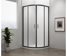 Polysan Easy Black čtvrtkruhová Sprchová Zástěna 900x900mm, L/r, čiré Sklo