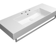 Gsi Kube X Keramické Umyvadlo 120x47cm, S Odkládacími Plochami, 3 Otvory, Bílá Extraglaze