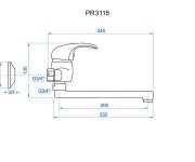 Dřezová Stěnová Baterie S Rovným Ramínkem, Rozteč 150 Mm, Klik-klak - Chrom - Perla PR3115