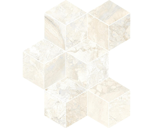 Dlažba jako mramor Bottega Angel Heart Hexagon Almond 30x40 Luc. Rett. - béžová