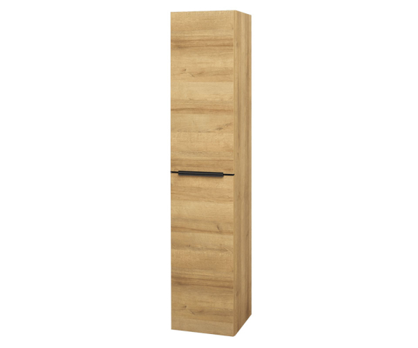 Mereo Mailo, Koupelnová Skříňka Vysoká 170 Cm, Dub Riviera, černé Madlo