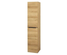 Mereo Mailo, Koupelnová Skříňka Vysoká 170 Cm, Dub Riviera, černé Madlo